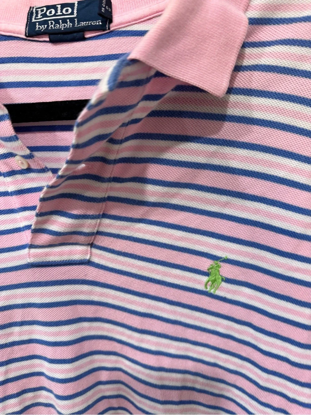 Ralph Lauren Pink Polo with Navy & White Stripes